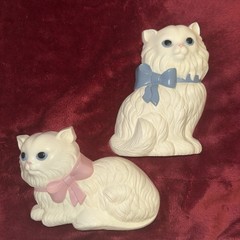 Vintage 1980s Home Interiors White Kittens Cats Wall Décor Art Plaques Boy Girl