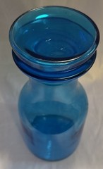 Vintage MCM Made in Belgium Large 9.5″ Turquoise Blue Glass Lever Apothecary Jar
