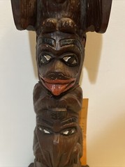 Vintage Shamans Thunderbird, Whale, And Bear Totem Pole Made In British Colombia
