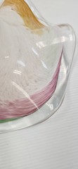 STUNNING Italian Murano Swirled Art Glass Pale Colors 9″ Bowl, Pink Orange Green