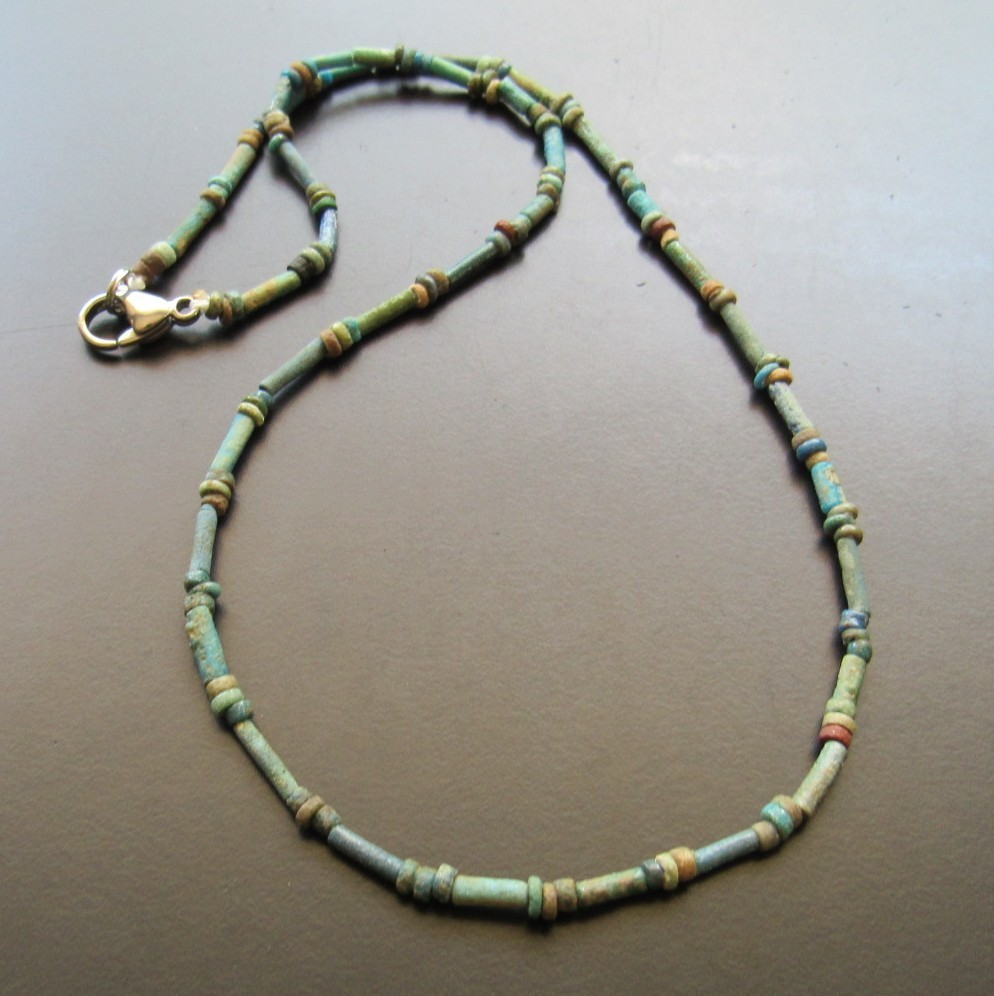 NILE Ancient Egyptian Amulet Mummy Bead Necklace ca 600 BC