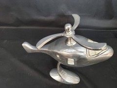 Vintage Modernist Metal & Capiz-Shell Helicopter Sculpture