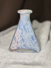 Vintage Hand Blown Art Glass Perfume Bottle Triangular Prism Multicolor
