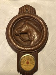 Vintage Burwood Horse Thermometer Plaque Horse Head Works Made In USA Vintage