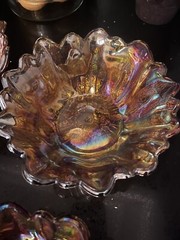 Indiana 1970’s Carnival Glass Sunflower Bowls Set of 4 | Lily Pons | Amber Retro