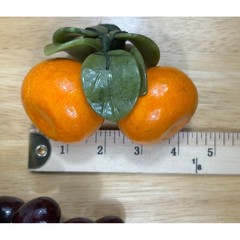 VTG Chinese Carved Jade Stone Fruit Grapes Oranges Decor Set MCM Chinoiserie 60s