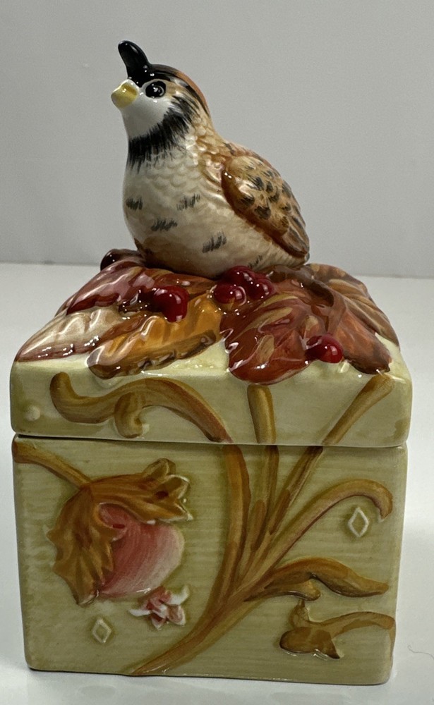 Fitz and Floyd Harvest Quail Fall Candy Dish Vintage Ceramic 1990s