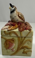 Fitz and Floyd Harvest Quail Fall Candy Dish Vintage Ceramic 1990s