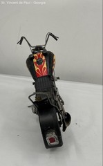 Vintage Motorcycle Metal Art Handcrafted Black Yellow Flame Great Condition 12″