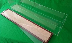 30.5″L x 10.8″W x 5.6″H display case with 3/16″ thick acrylic brown wood frame