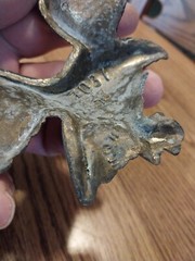 Eagle Wall Hanging Cast Metal Aluminum Gold Tone Antiqued Finish 9 inch Wingspan