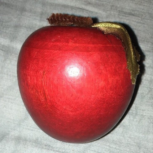 Vintage – Red Wooden Apple With A Leaf