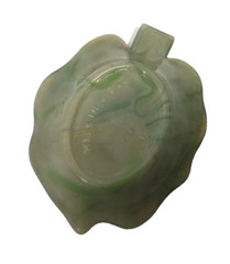 Slag Glass Akro Agate Vintage Green Leaf Trinket Soap Dish