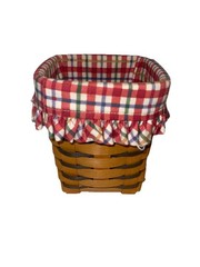 Vintage Handwoven Longaberger Utensil Basket Artist Signed 1997 W/ Fabric Fun