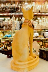 Unique Statue of Bastet Cat Heavy Large Size Handcrafted Painted Made in Egypt
