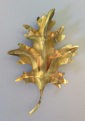 3 VTG Home Interiors Homco Brass Oak Leaves Wall Plaques Hangings Picture Accent
