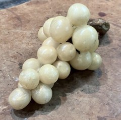 Vintage Alabaster Stone Grape Cluster w/ Wood Stem • Marble • Italy