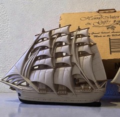 Vintage Nautical Sailing Ships Burlwood HOMCO Wall Art Decor Plaques Made In USA