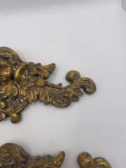 Pair of Antique gold wall pediments ft neoclassical cherubs – French