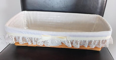 Longaberger RARE Classic Stain Bread Basket w/muslin liner & prot FREE SHIPPING!