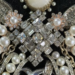 Framed Rhinestone & Faux Pearl Angel Jewelry Collage Wall Decor Art