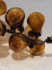 Vintage MCM Hand Blown Amber Art Glass Bunch of Grapes