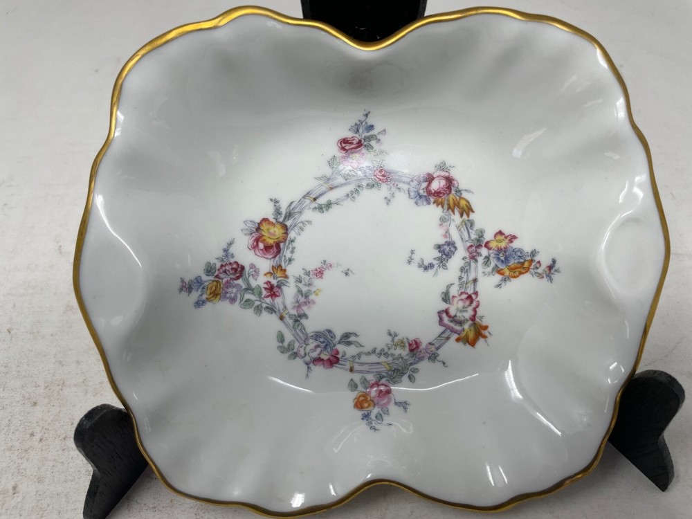 Malbec Limoges Porcelain Floral & Gold Rim White Bowl ~1800s Sevres Design