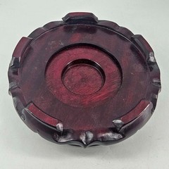 Vintage Asian Carved Wood Bowl Urn Plant Vase Display Stand Riser Base 8″