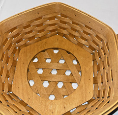 Longaberger Hexagon Clock Basket Artisan Signed No Writing on Face RARE 1997 USA