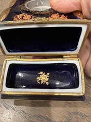 Imperial Limoges France Cobalt Blue Porcelain Miniature Clock 22K Base Only