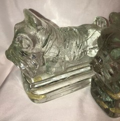 Adorable Vintage Scotty dogs Heavy Glass Bookends Figurines Fun