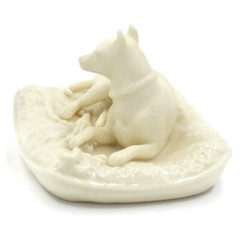 Vintage Belleek Boxer Dog Figurine, Parian Porcelain Hallmark, 6th Mark Ireland
