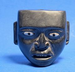 PRE-COLUMBIAN TEOTIHUACAN STONE SKULL WHISTLE PENDANT