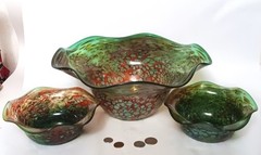 CLUSTER vtg studio art glass sculpture bowl goose bay yellowstone park western