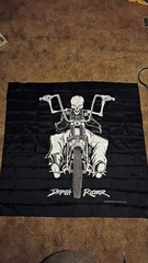 Large Vintage 80’s Death Rider Motorcycle Biker Flag Tapestry Wall Hanging