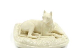 Vintage Belleek Boxer Dog Figurine, Parian Porcelain Hallmark, 6th Mark Ireland