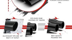 Black Stainless Steel Powder Coated Rolled Angle Cut Universal Exhaust Tips – 7,