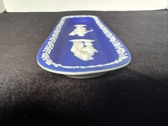 Wedgwood Pre 1891 Antique Blue Jasperware Trinket Pin Oblong Dish 8.5”