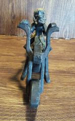 Primitive Tiki Tribal Wood Carving of 2 Natives on a Motorcycle