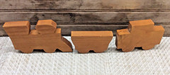 Vtg 3 Pc Wood Train Folk Art Decor Handcrafted Handmade Painted 4″ – 5.5″ Cars