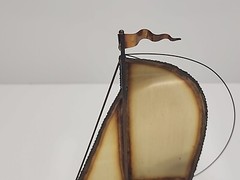 Metal Brass Sailboat Sculpture on Quartz Base Signed DeMott 9.5 in Nautical