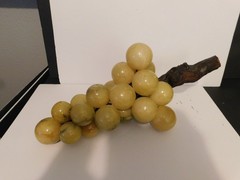 Vintage Midcentury MCM Italian-Style Alabaster Marble Stone Grapes Wood Stem 17″