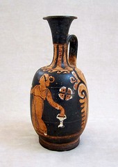 Magnificent ANCIENT APULIAN RED-FIGURED SQUAT LEKYTHOS, circa 350 B.C.