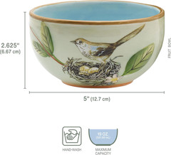Fitz and Floyd Toulouse Set of 4 Small 5-Inch Fruit Bowls in Green