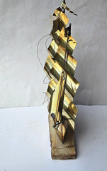 VINTAGE LARGE DEMOTT SHIP SCULPTURE HANDMADE MODERNIST SAIL SHIP SIGNED ORIGNAL