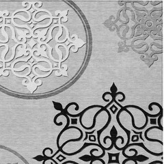 3′ X 5′ Gray Black And White Floral Medallion Washable Rug