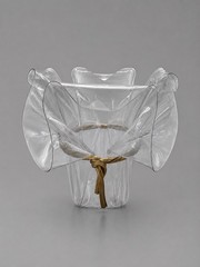 Vintage Modernist Lucite Clear Plastic Handkerchief Planter Vase 14”