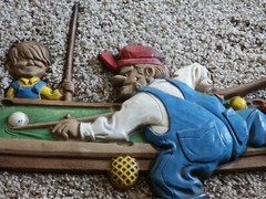 Vintage Mid Century 1971 Sexton #792 Men and Boy Shooting Pool Cast Iron