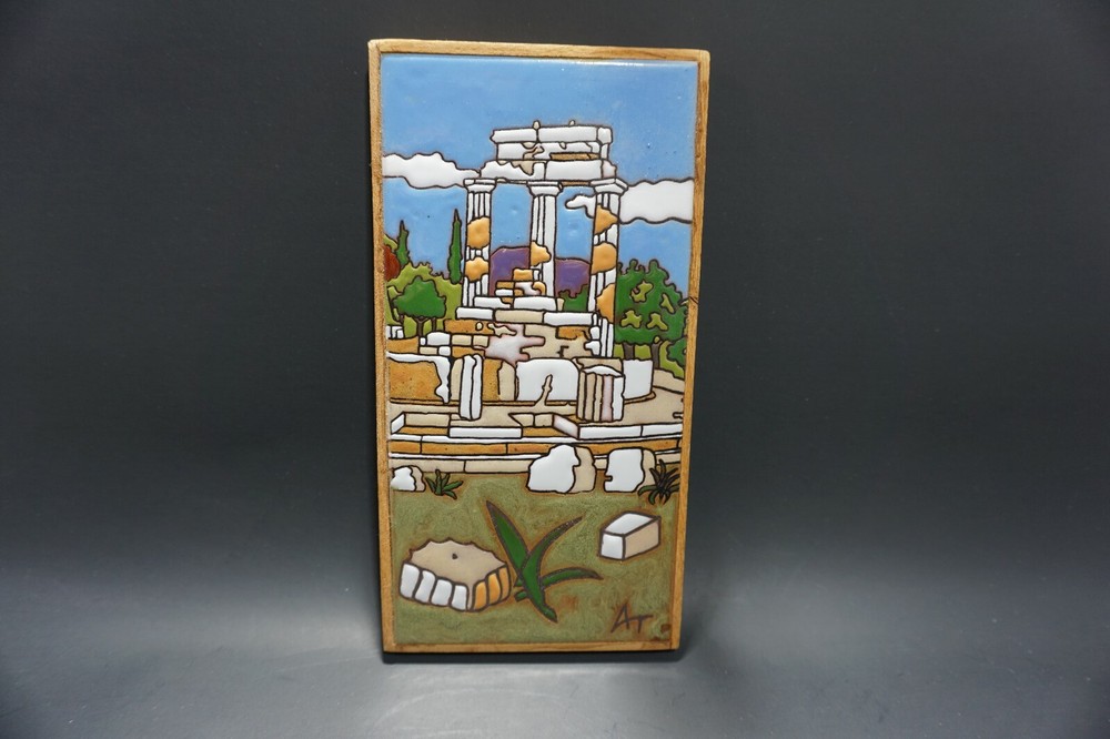 Mid Century Greece Greek Art Wall Décor Tile Terra-cotta by Angelo Tsakirakis