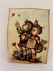 Hummel Style Decorama Inc Set 4 Wood Decoupage Placques Wall Art